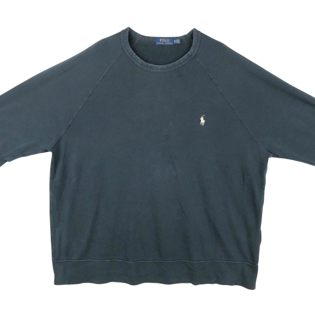 Ralph Lauren POLO RALPH LAUREN One-Point Logo Sweatshirt, Men's XXL cotton black type Vintage Second Hand
