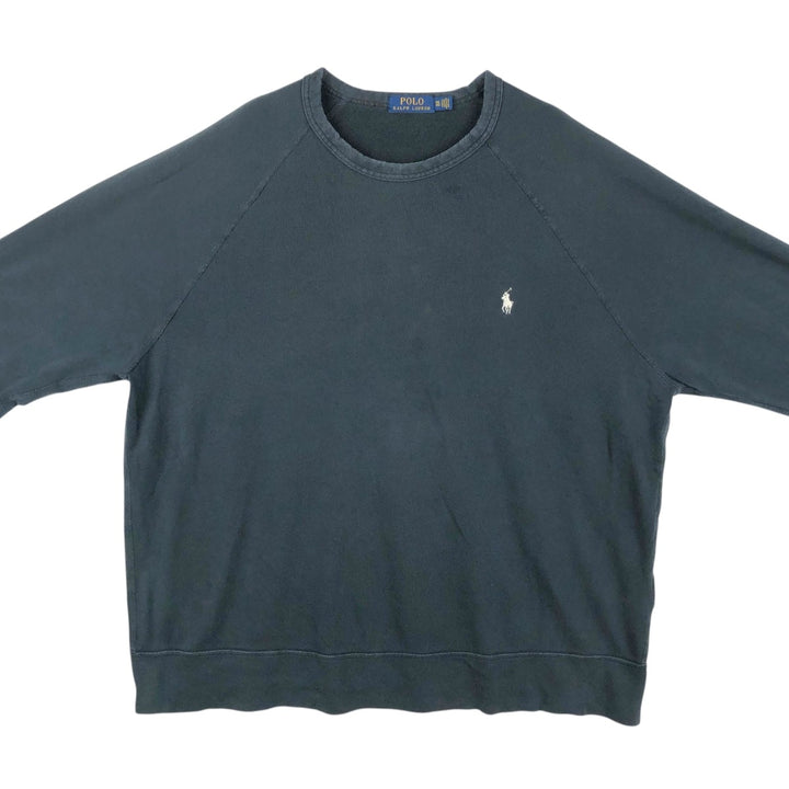 Ralph Lauren POLO RALPH LAUREN One-Point Logo Sweatshirt, Men's XXL cotton black type Vintage Second Hand