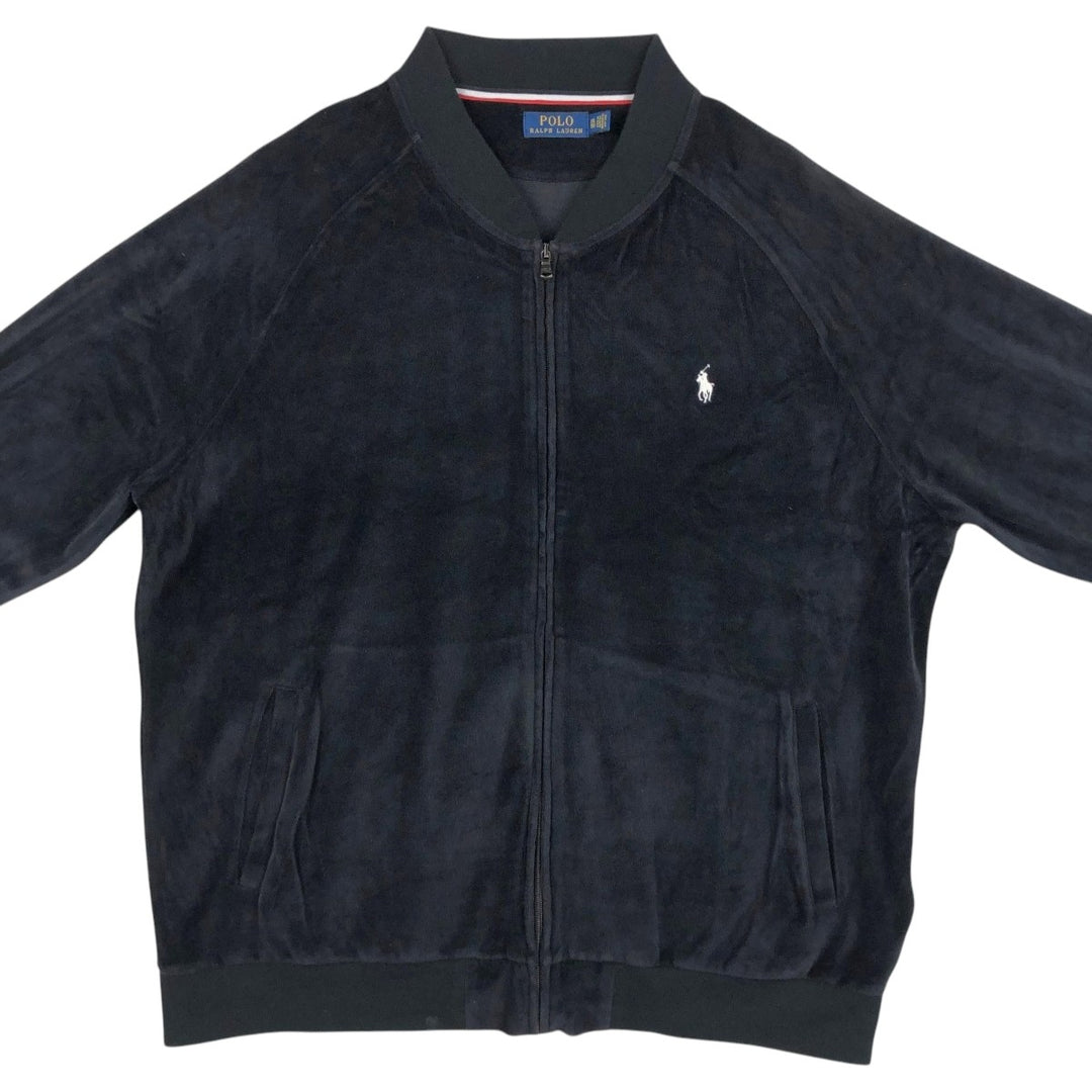 Ralph Lauren POLO RALPH LAUREN Velour Jersey Track Jacket, Men's Size XXL (approx.) cotton black type Vintage Second Hand