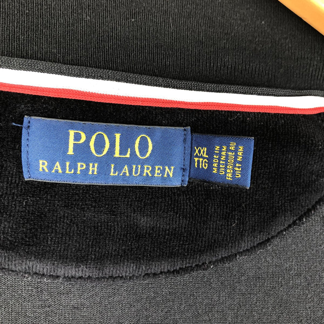 Ralph Lauren POLO RALPH LAUREN Velour Jersey Track Jacket, Men's Size XXL (approx.) cotton black type Vintage Second Hand