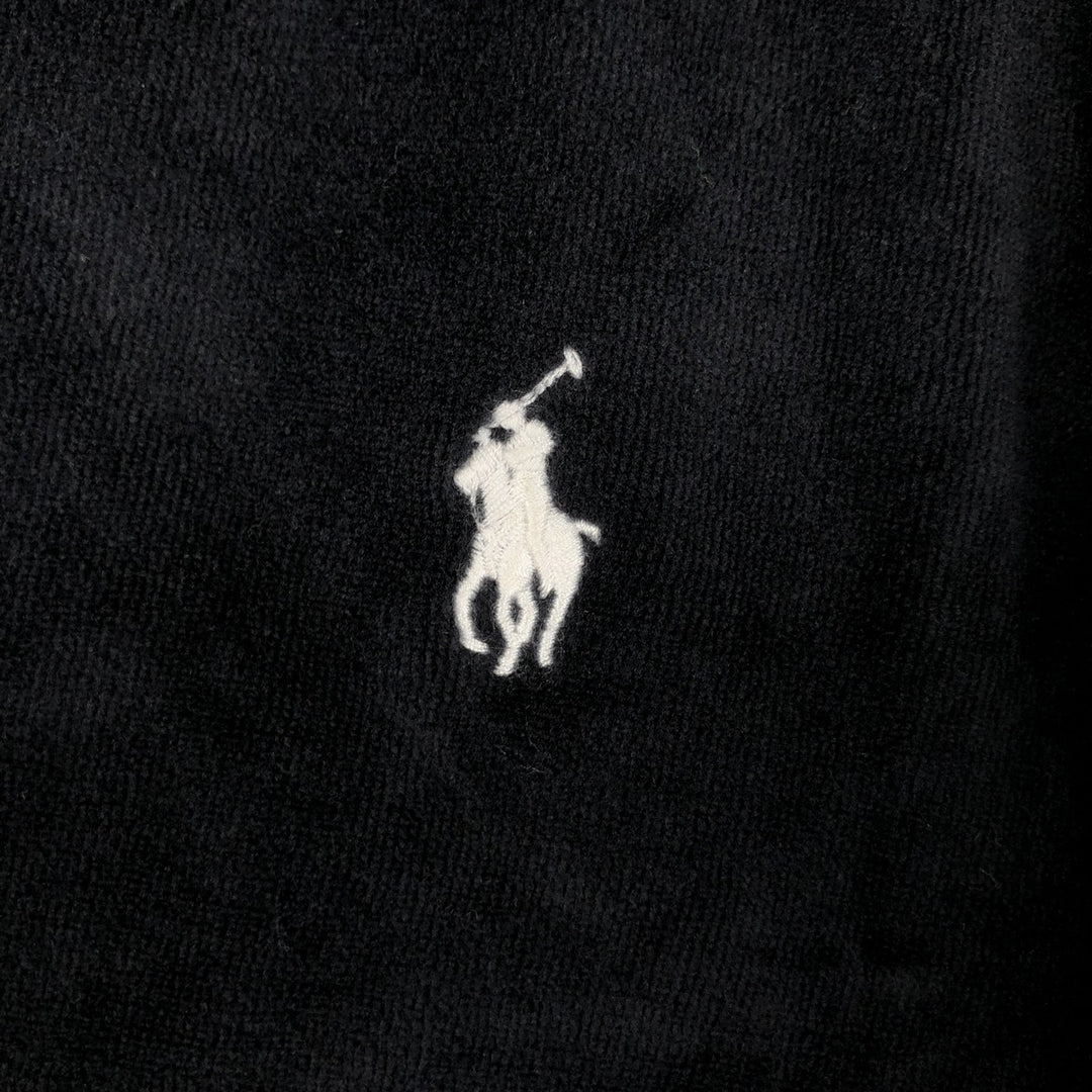 Ralph Lauren POLO RALPH LAUREN Velour Jersey Track Jacket, Men's Size XXL (approx.) cotton black type Vintage Second Hand