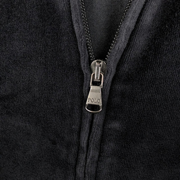 Ralph Lauren POLO RALPH LAUREN Velour Jersey Track Jacket, Men's Size XXL (approx.) cotton black type Vintage Second Hand