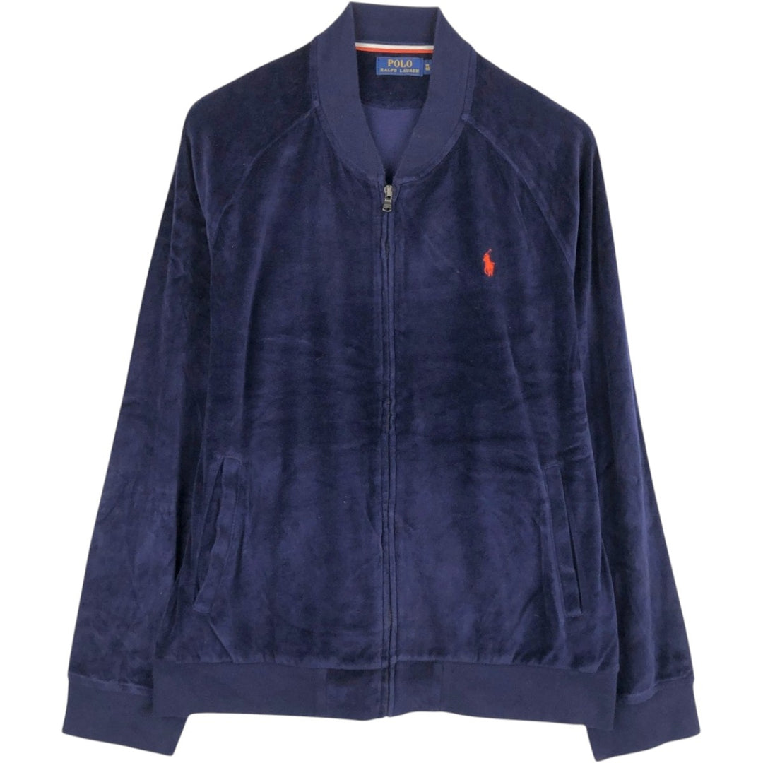 Ralph Lauren POLO RALPH LAUREN Velour Jersey Track Jacket, Men's Size XL (approx.) cotton navy blue type Vintage Second Hand