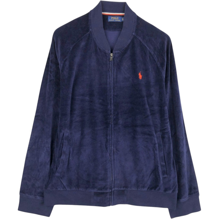 Ralph Lauren POLO RALPH LAUREN Velour Jersey Track Jacket, Men's Size XL (approx.) cotton navy blue type Vintage Second Hand
