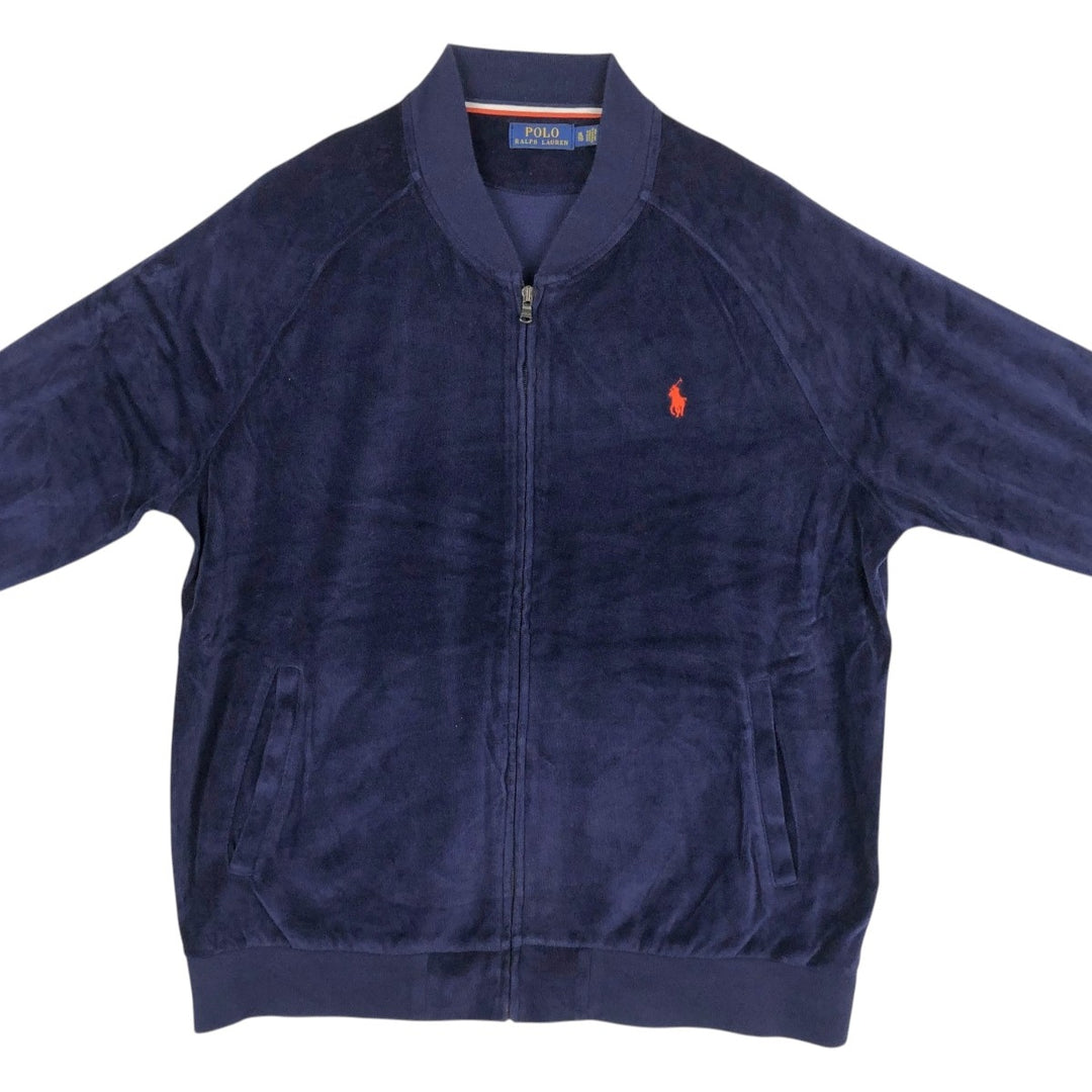 Ralph Lauren POLO RALPH LAUREN Velour Jersey Track Jacket, Men's Size XL (approx.) cotton navy blue type Vintage Second Hand