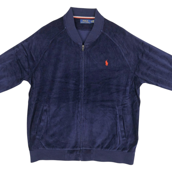 Ralph Lauren POLO RALPH LAUREN Velour Jersey Track Jacket, Men's Size XL (approx.) cotton navy blue type Vintage Second Hand