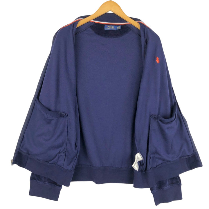 Ralph Lauren POLO RALPH LAUREN Velour Jersey Track Jacket, Men's Size XL (approx.) cotton navy blue type Vintage Second Hand