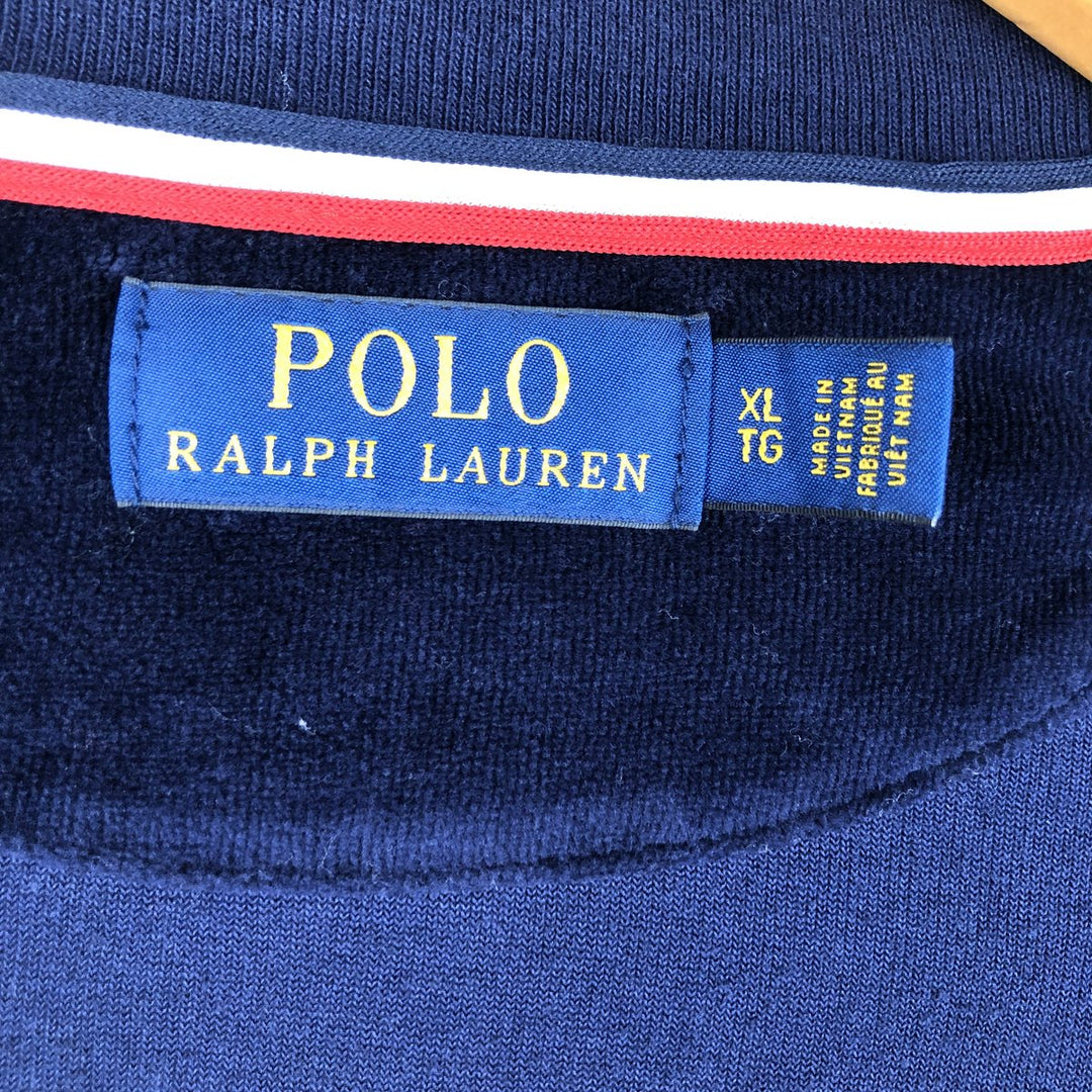 Ralph Lauren POLO RALPH LAUREN Velour Jersey Track Jacket, Men's Size XL (approx.) cotton navy blue type Vintage Second Hand