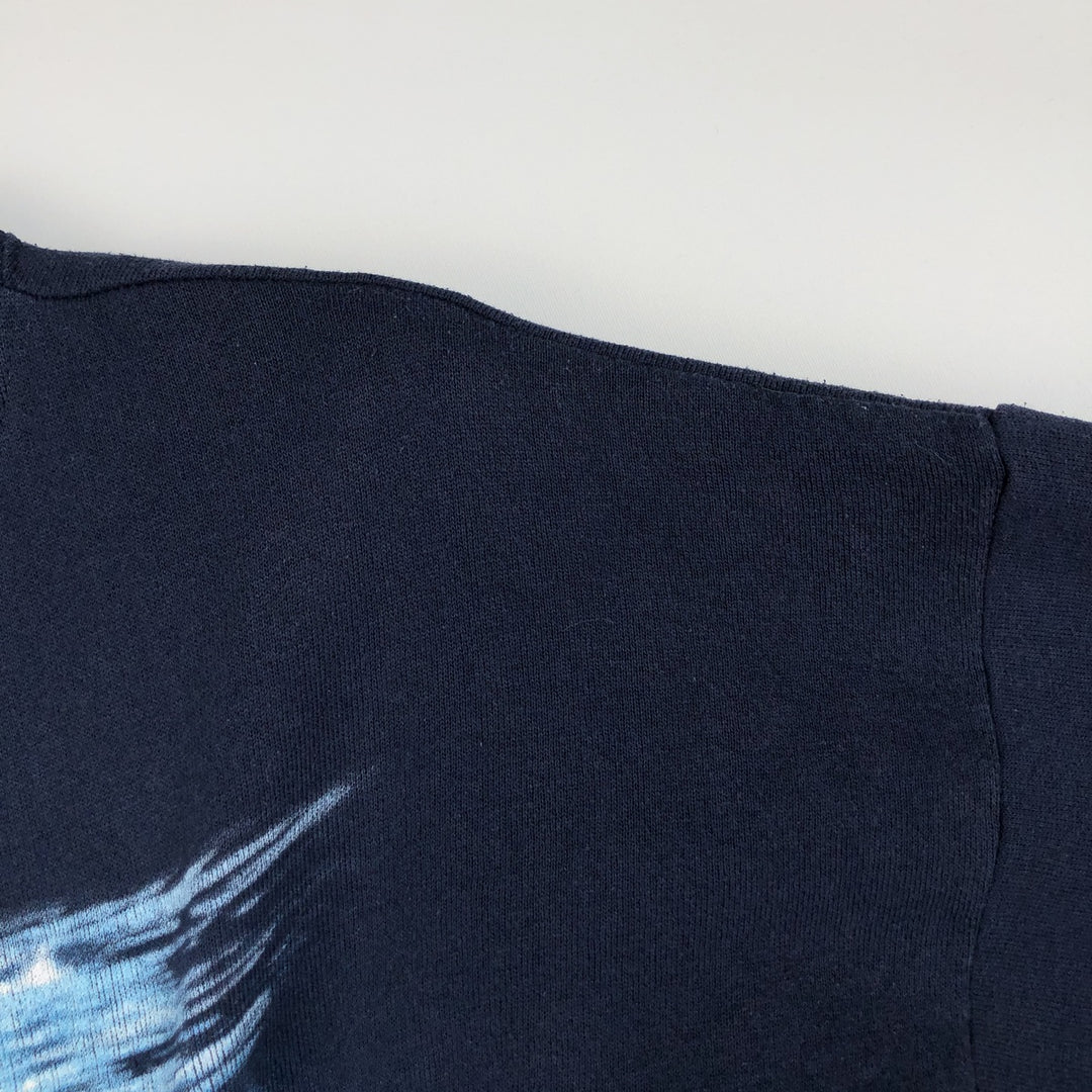 90'S TULTEX Shark Pattern Animal Sweatshirt, Made in USA, Men's XL equivalent, Vintage cotton navy blue type Vintage Second Hand