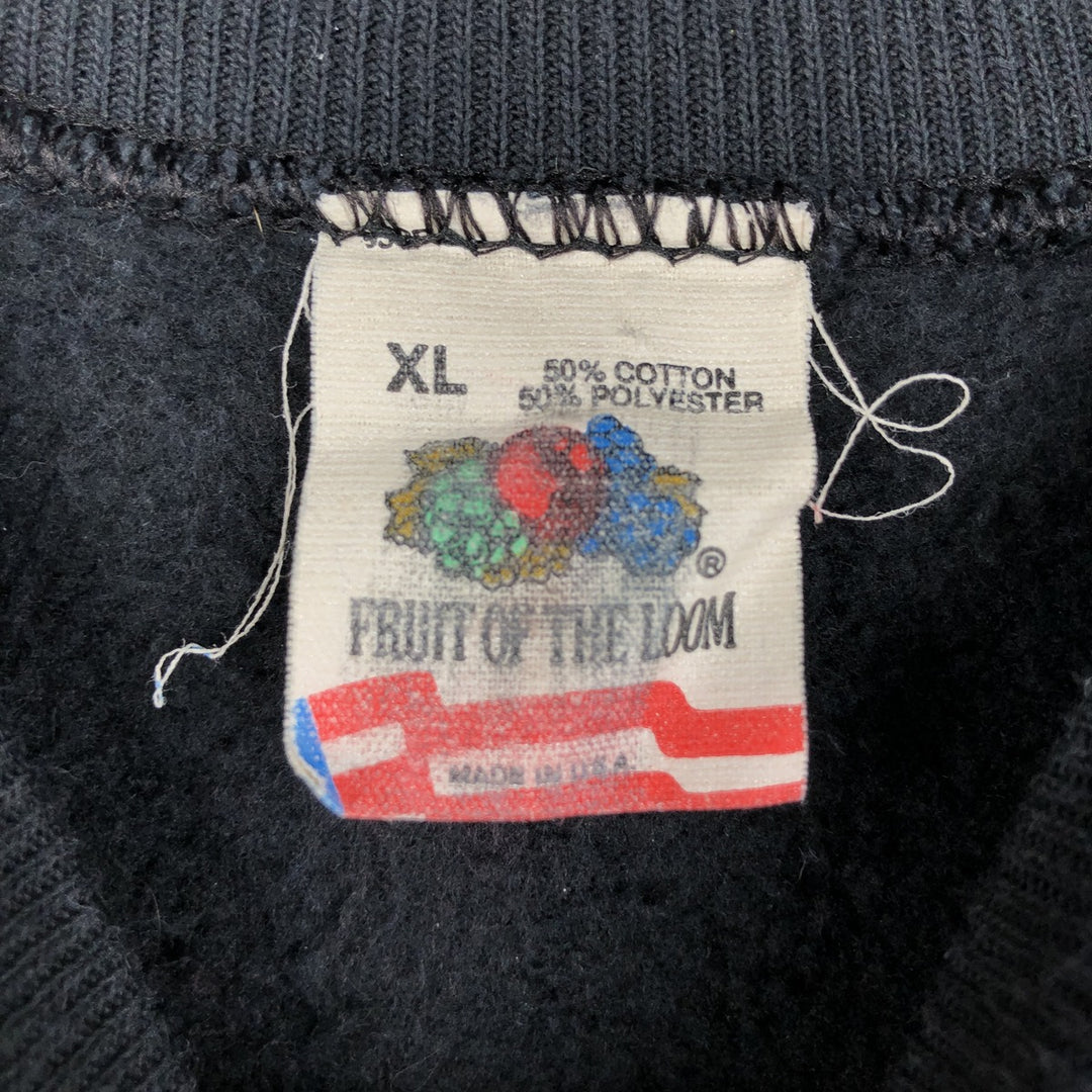 80'S Fruit of the Loom Cat Pattern Animal Sweatshirt, Made in USA, Men's XL equivalent. cotton black type Vintage Second Hand