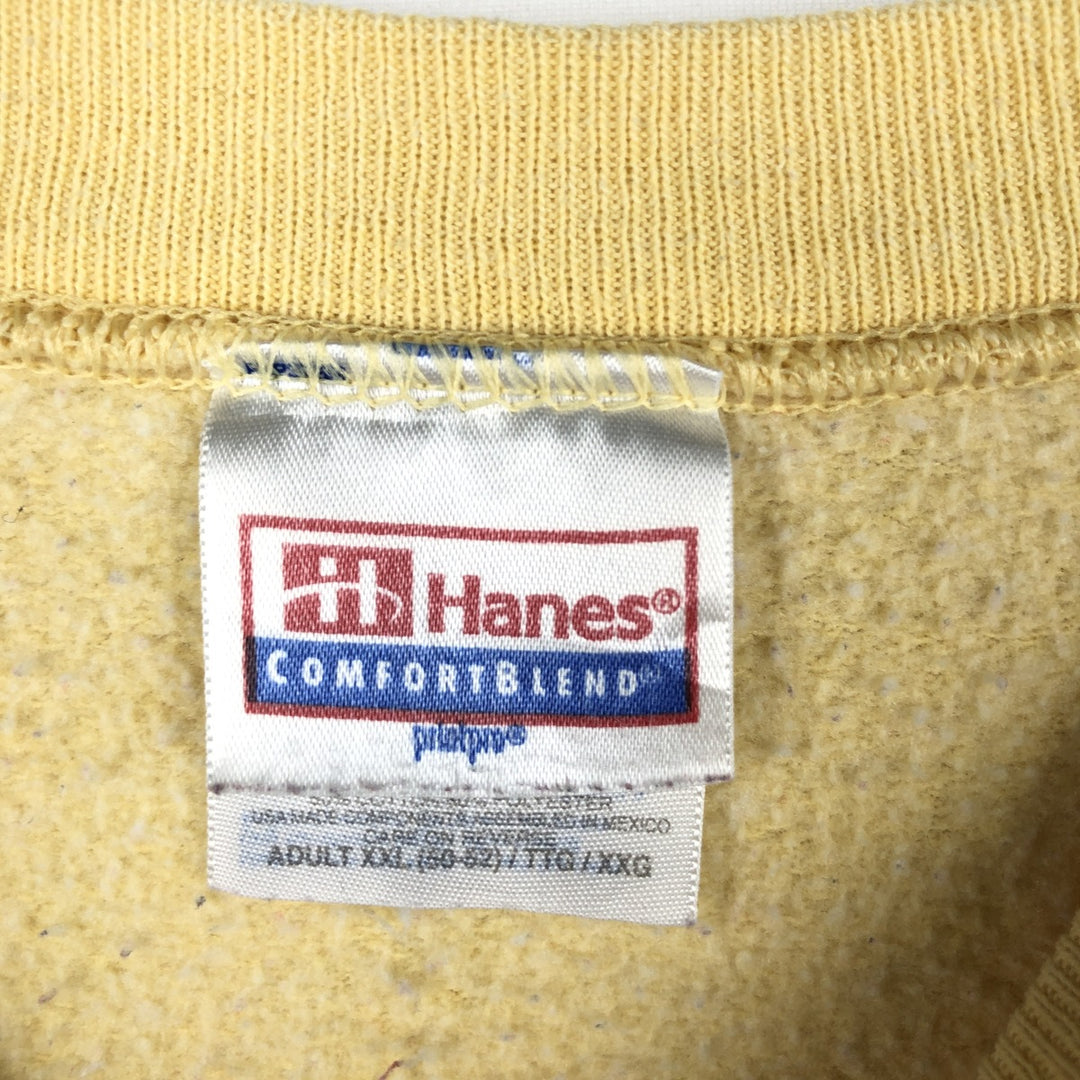 90'S Hanes COMFORTBLEND Cat Pattern Animal Sweatshirt, Men's XXL equivalent, Vintage cotton yellow type Vintage Second Hand