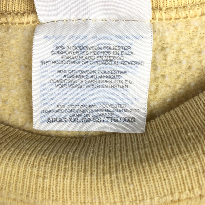 90'S Hanes COMFORTBLEND Cat Pattern Animal Sweatshirt, Men's XXL equivalent, Vintage cotton yellow type Vintage Second Hand