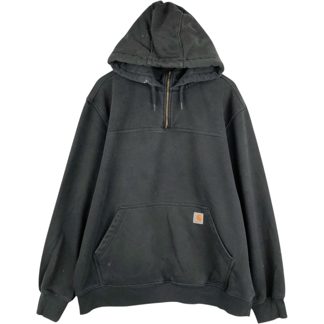 Carhartt Loose Fit Half-Zip Hoodie, Men's XL cotton black type Vintage Second Hand