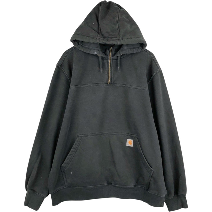 Carhartt Loose Fit Half-Zip Hoodie, Men's XL cotton black type Vintage Second Hand