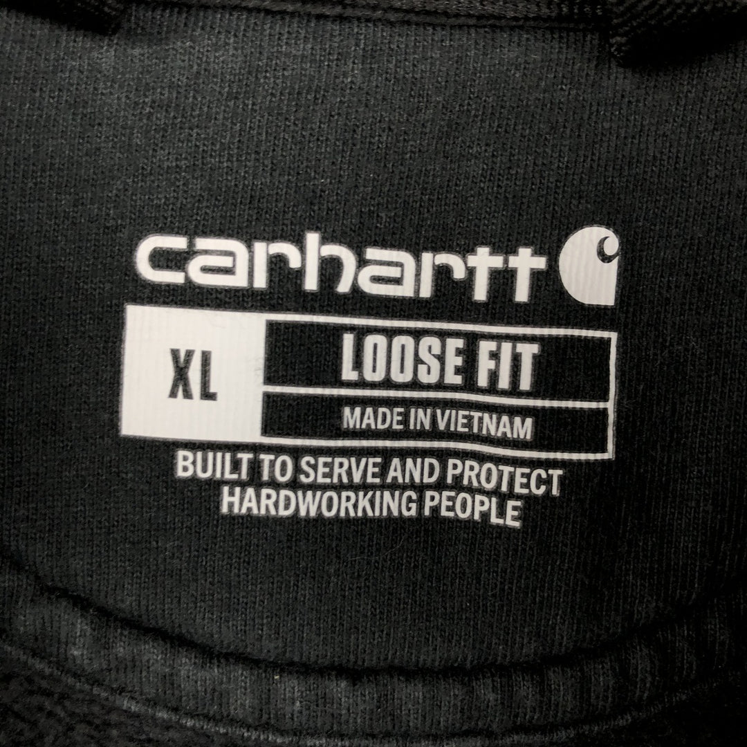 Carhartt Loose Fit Half-Zip Hoodie, Men's XL cotton black type Vintage Second Hand