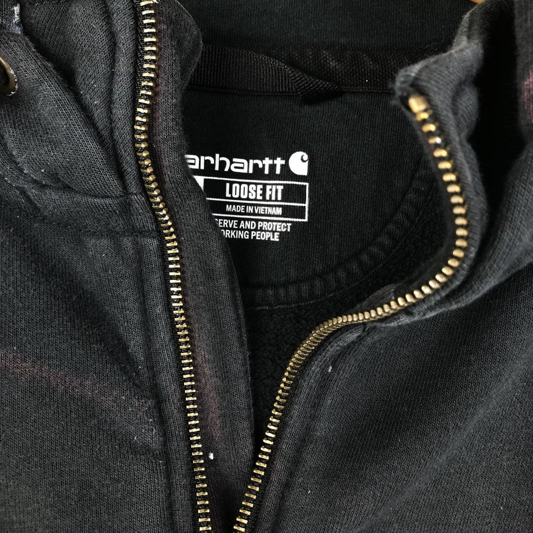 Carhartt Loose Fit Half-Zip Hoodie, Men's XL cotton black type Vintage Second Hand