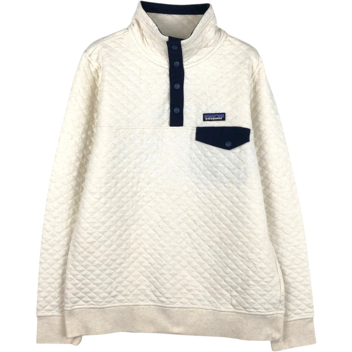 Patagonia Organic Cotton Quilted Snap-T Sweatshirt (25281FA18) - Women's Size M cotton white type Vintage Second Hand