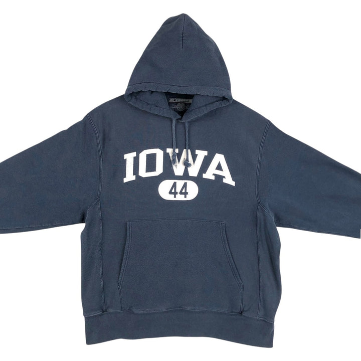 Champion Premium Reverse Weave IOWA University of Iowa College Sweat Pullover Hoodie (Men's Size M) cotton navy blue type Vintage Second Hand