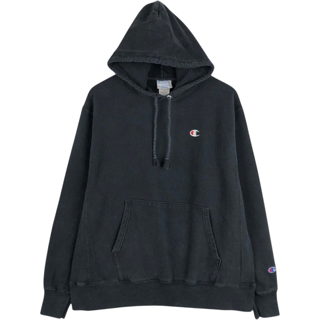 Champion REVERSE WEAVE Reverse Weave Sweat Pullover Hoodie Men's L size cotton black type Vintage Second Hand