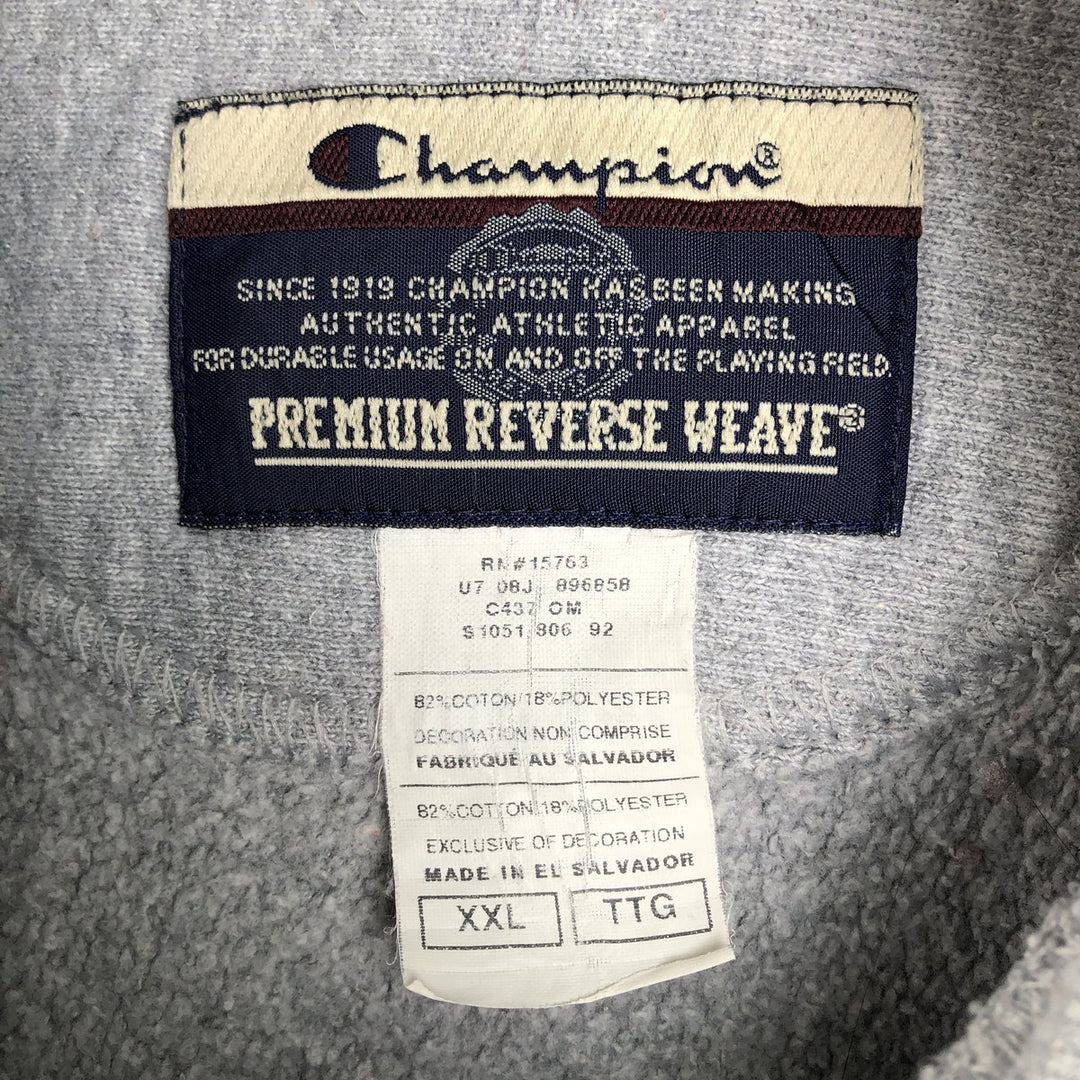 2000'S Champion PREMIUM REVERSE WEAVE Premium Reverse Weave Sweatshirt Pullover Hoodie, Men's XXL cotton gray type Vintage Second Hand