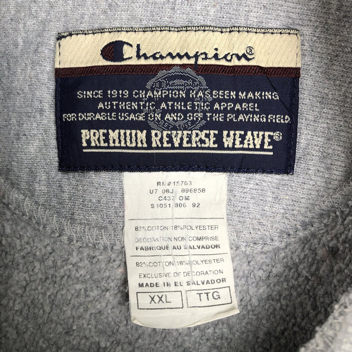 2000'S Champion PREMIUM REVERSE WEAVE Premium Reverse Weave Sweatshirt Pullover Hoodie, Men's XXL cotton gray type Vintage Second Hand