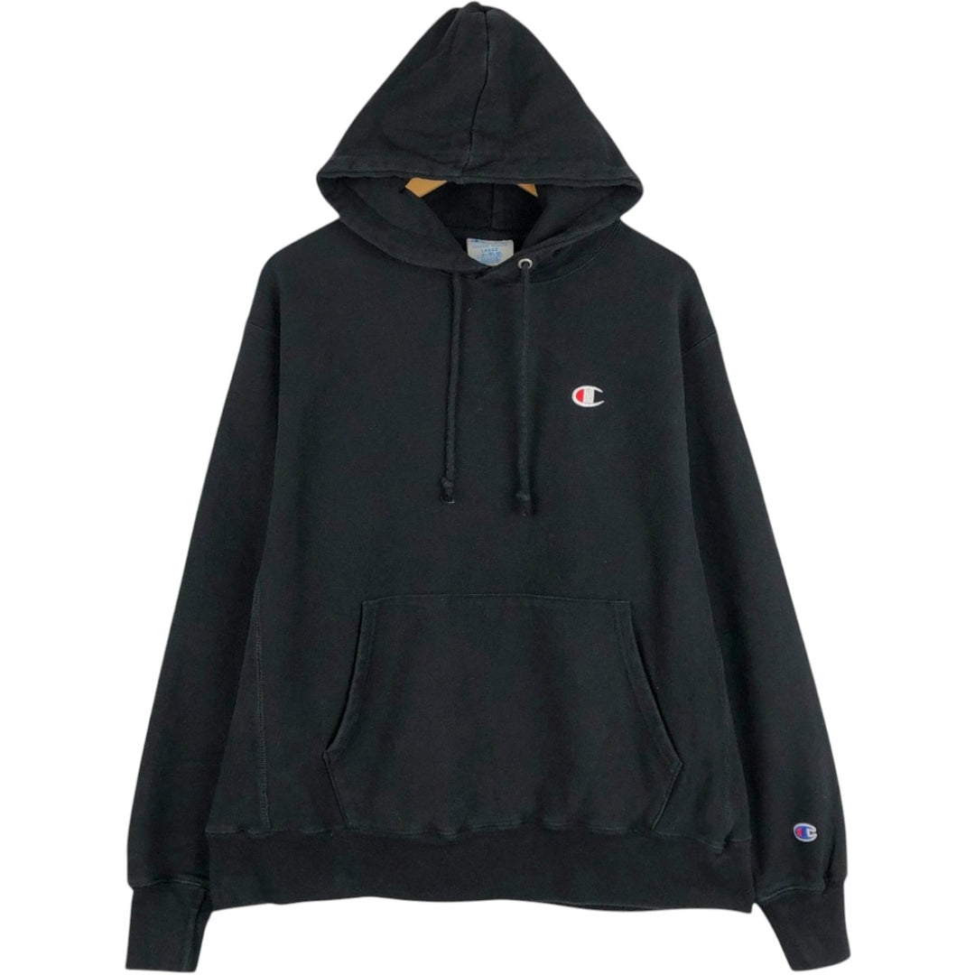 Champion REVERSE WEAVE Reverse Weave Sweat Pullover Hoodie Men's L size cotton black type Vintage Second Hand