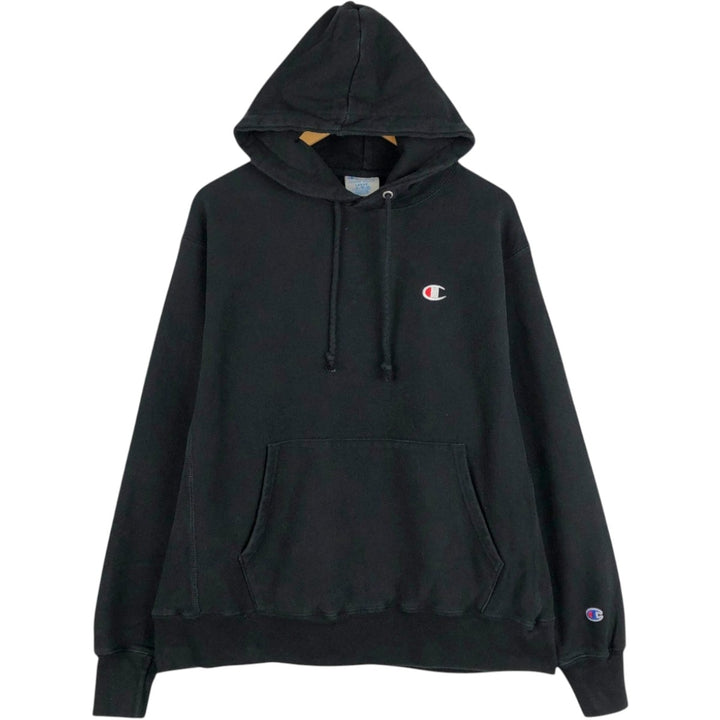 Champion REVERSE WEAVE Reverse Weave Sweat Pullover Hoodie Men's L size cotton black type Vintage Second Hand