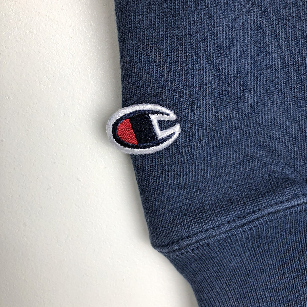 00'S Champion Premium Reverse Weave Advertising Sweat Pullover Hoodie Men's L size cotton navy blue type Vintage Second Hand