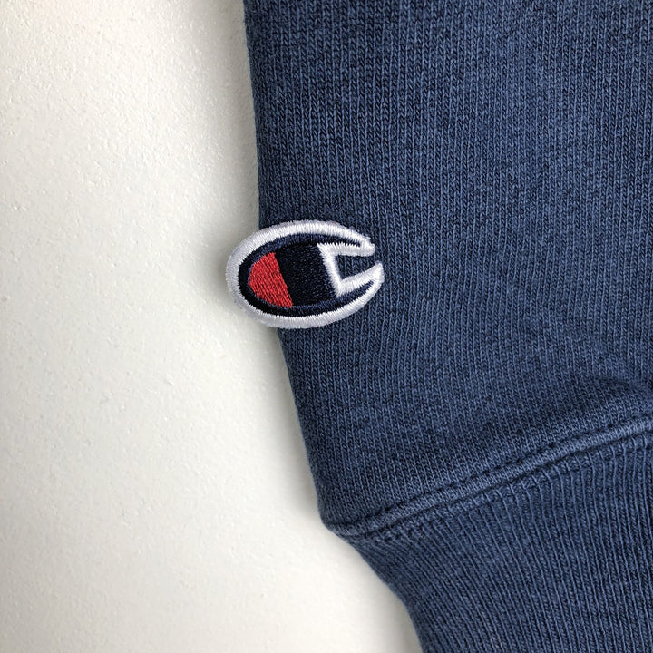00'S Champion Premium Reverse Weave Advertising Sweat Pullover Hoodie Men's L size cotton navy blue type Vintage Second Hand