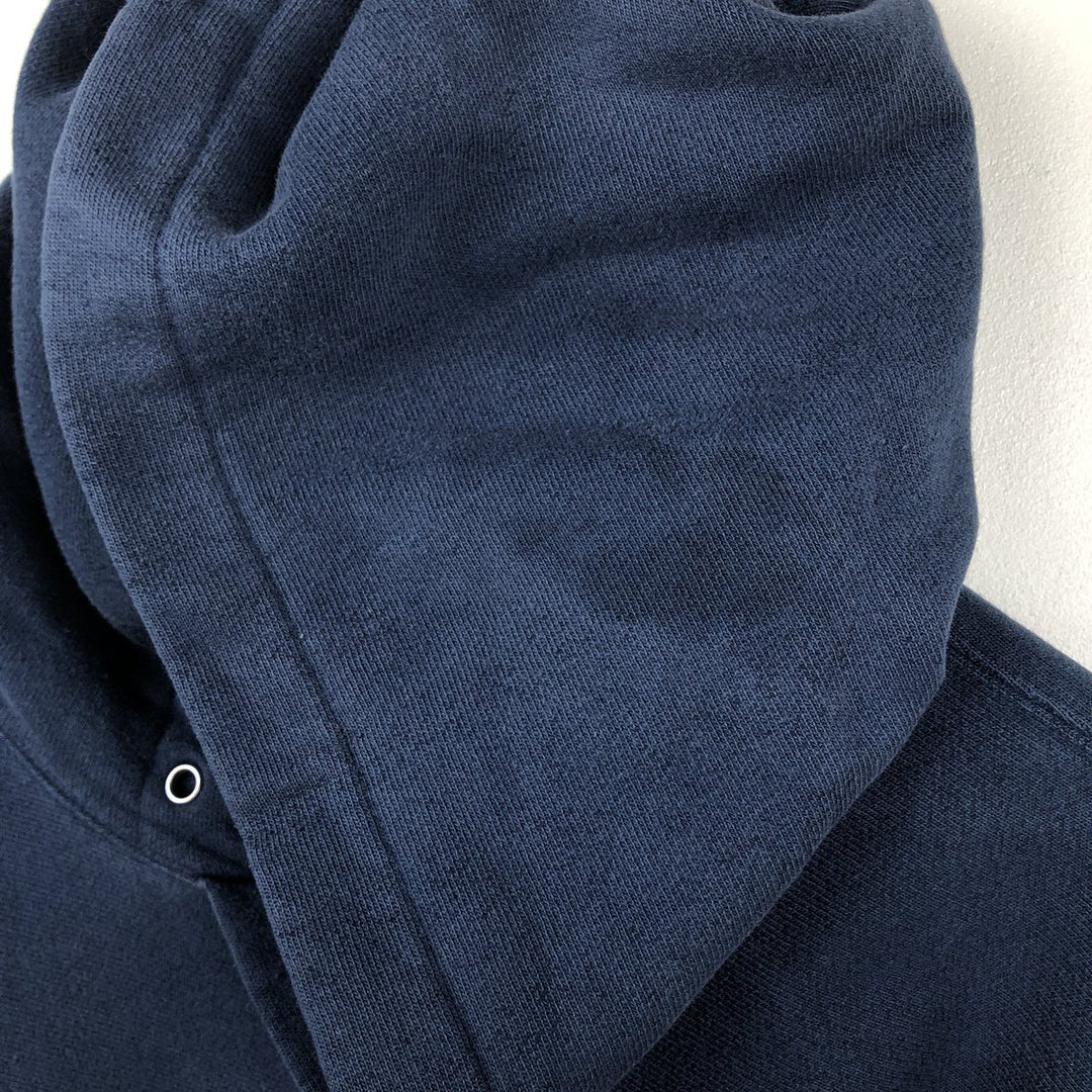 00'S Champion Premium Reverse Weave Advertising Sweat Pullover Hoodie Men's L size cotton navy blue type Vintage Second Hand