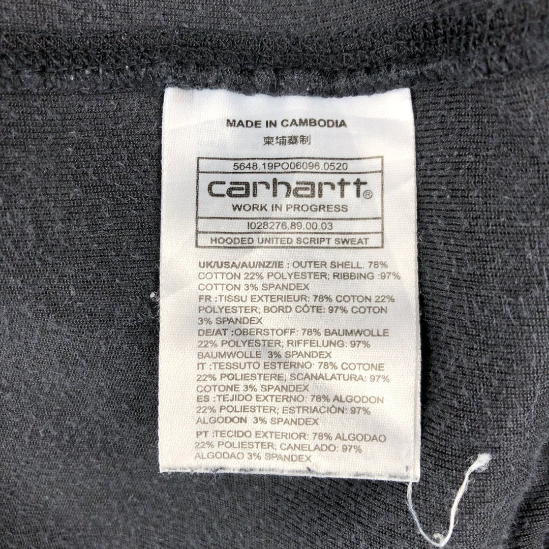 Carhartt WORK IN PROGRESS Sweat Pullover Hoodie, Men's Size XL (approx.) cotton black type Vintage Second Hand