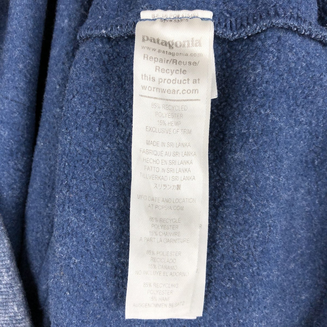 Patagonia 53305SP22 Hemp Hoodie Sweatshirt Half-Button Hoodie Men's XXL equivalent polyester navy blue type Vintage Second Hand