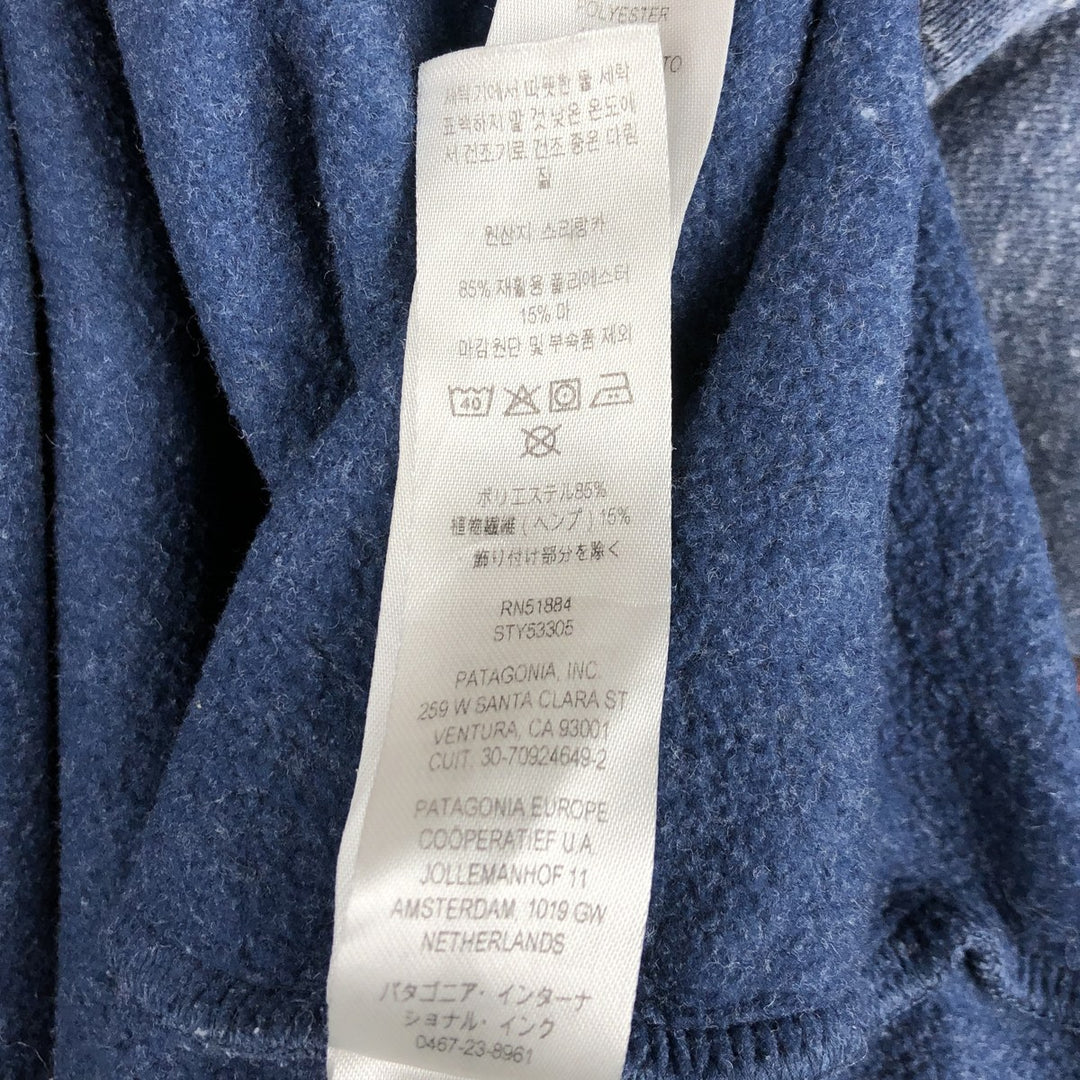 Patagonia 53305SP22 Hemp Hoodie Sweatshirt Half-Button Hoodie Men's XXL equivalent polyester navy blue type Vintage Second Hand