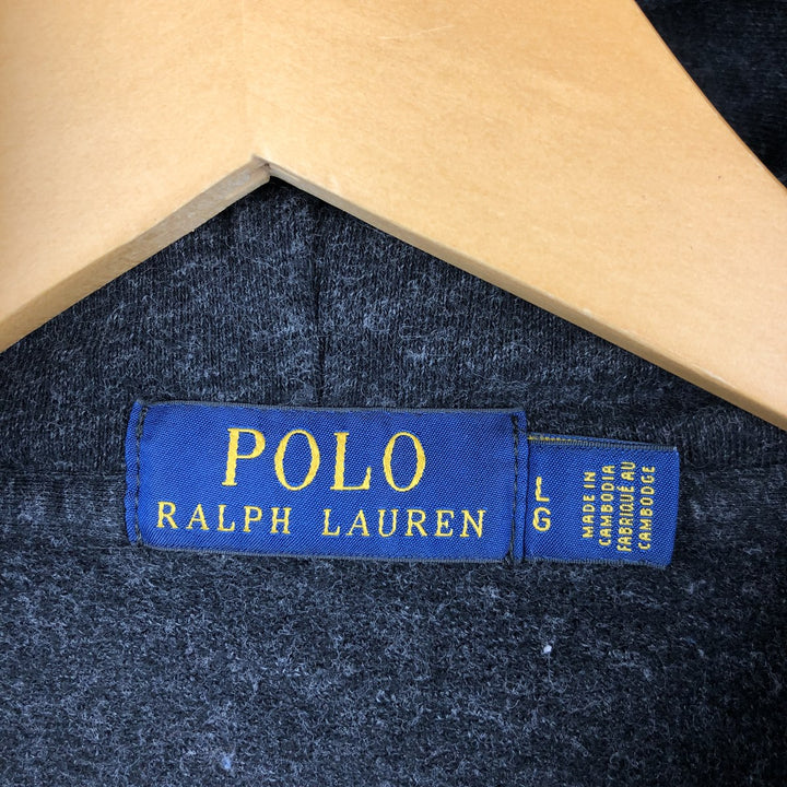 Ralph Lauren POLO RALPH LAUREN sweatshirt pullover hoodie, men's size L cotton black type Vintage Second Hand