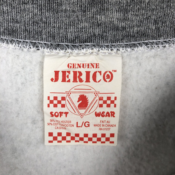 90'S JERICO Print Sweatshirt, Made in Canada, Men's Size L (approx.), Vintage cotton gray type Vintage Second Hand