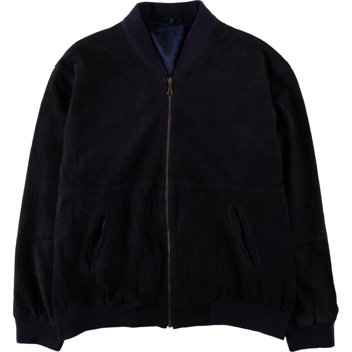 Prestige Suede Leather Blouson, Men's Size XL (equivalent) Genuine Leather Suede Leather black type Vintage Second Hand
