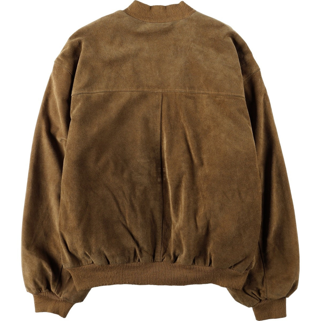 ANTICA SARTORIA VIP Suede Leather Blouson, Made in Italy, Men's Size XL (approx.) Genuine Leather Suede Leather Khaki type beige Vintage Second Hand
