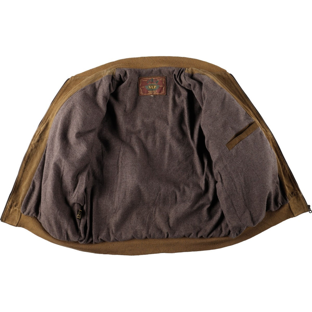 ANTICA SARTORIA VIP Suede Leather Blouson, Made in Italy, Men's Size XL (approx.) Genuine Leather Suede Leather Khaki type beige Vintage Second Hand