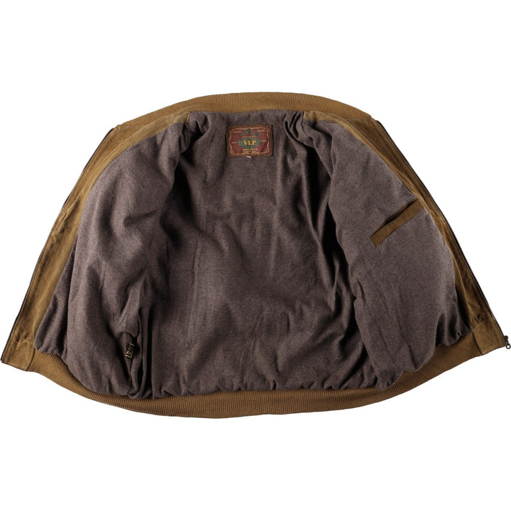 ANTICA SARTORIA VIP Suede Leather Blouson, Made in Italy, Men's Size XL (approx.) Genuine Leather Suede Leather Khaki type beige Vintage Second Hand