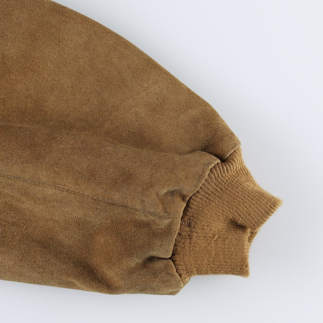 ANTICA SARTORIA VIP Suede Leather Blouson, Made in Italy, Men's Size XL (approx.) Genuine Leather Suede Leather Khaki type beige Vintage Second Hand