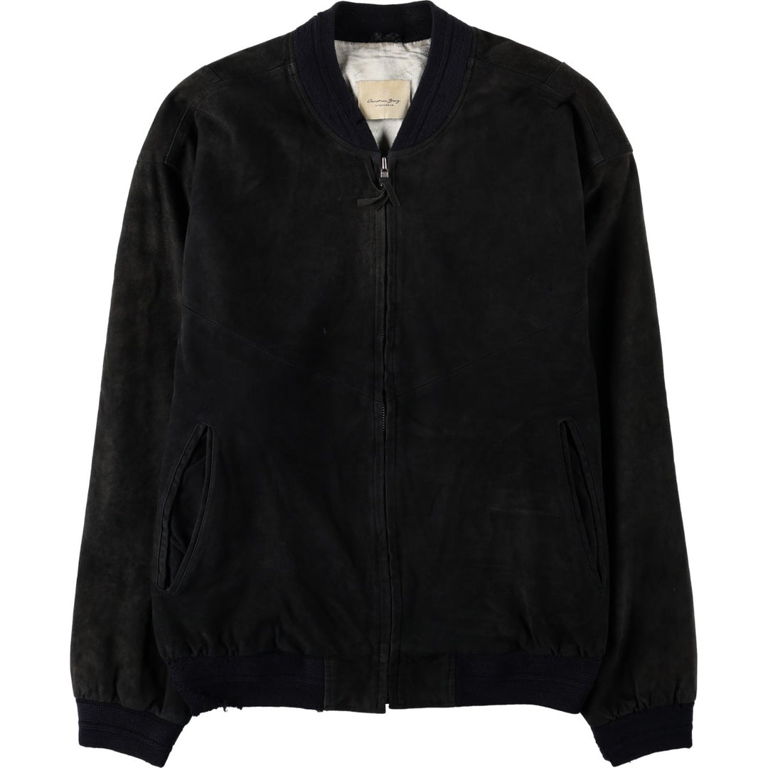 Christian Berg suede leather blouson, men's size L (approx.) Genuine Leather Suede Leather black type Vintage Second Hand