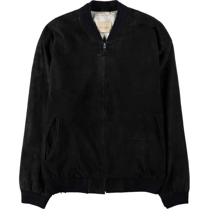 Christian Berg suede leather blouson, men's size L (approx.) Genuine Leather Suede Leather black type Vintage Second Hand