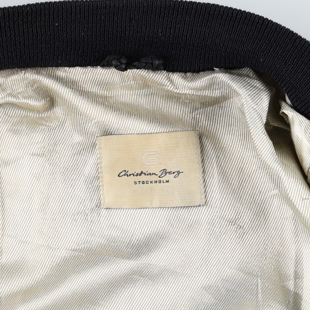 Christian Berg suede leather blouson, men's size L (approx.) Genuine Leather Suede Leather black type Vintage Second Hand