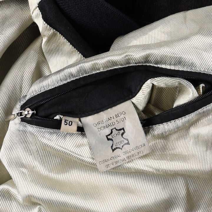 Christian Berg suede leather blouson, men's size L (approx.) Genuine Leather Suede Leather black type Vintage Second Hand