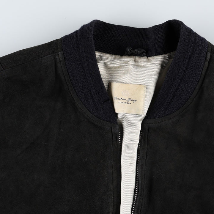Christian Berg suede leather blouson, men's size L (approx.) Genuine Leather Suede Leather black type Vintage Second Hand