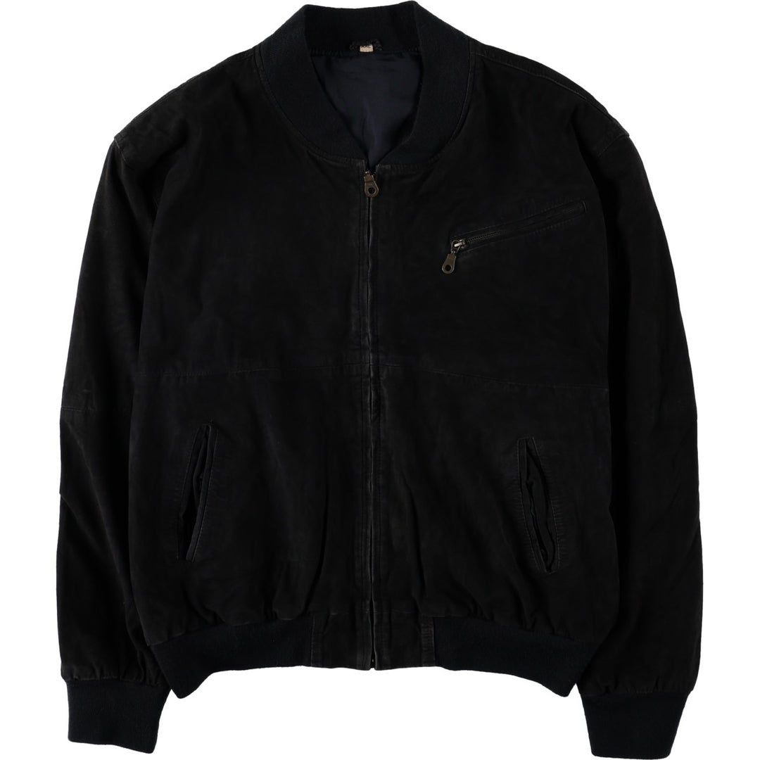 WILD CATS Suede Leather Blouson, Men's Size XXL (approx.) Genuine Leather Suede Leather black type Vintage Second Hand