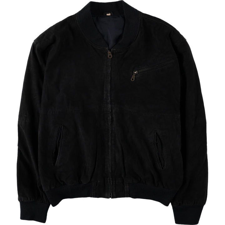WILD CATS Suede Leather Blouson, Men's Size XXL (approx.) Genuine Leather Suede Leather black type Vintage Second Hand