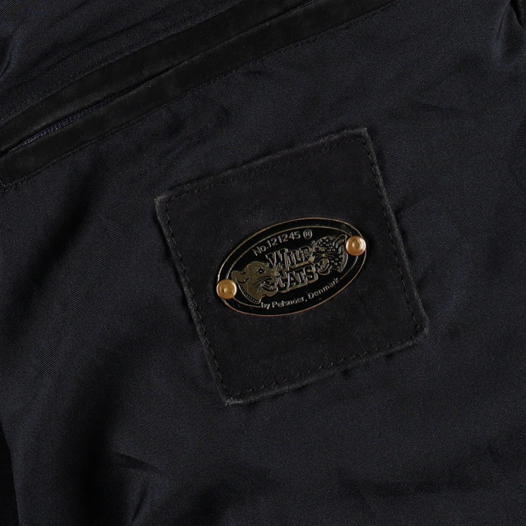 WILD CATS Suede Leather Blouson, Men's Size XXL (approx.) Genuine Leather Suede Leather black type Vintage Second Hand