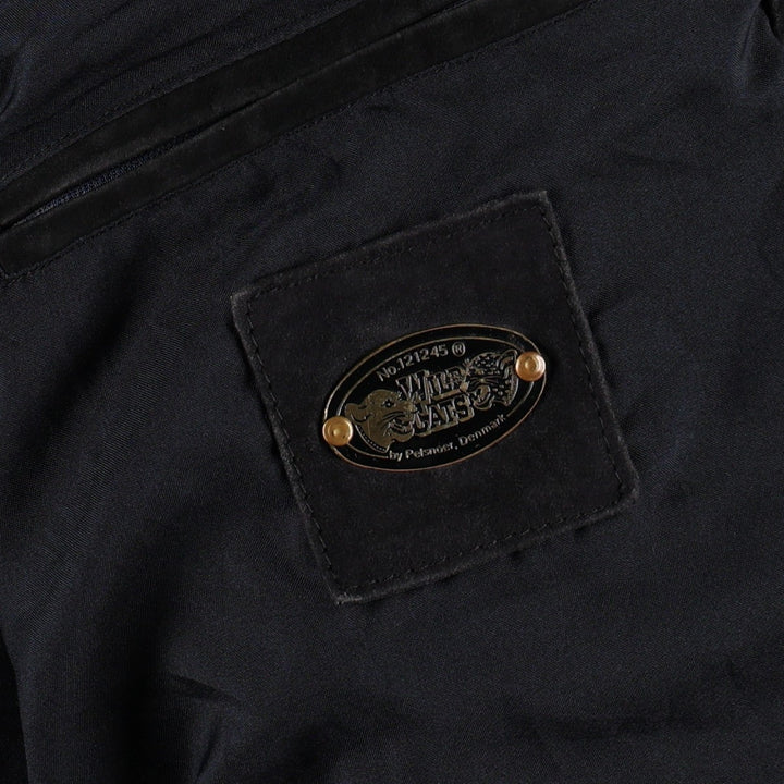 WILD CATS Suede Leather Blouson, Men's Size XXL (approx.) Genuine Leather Suede Leather black type Vintage Second Hand