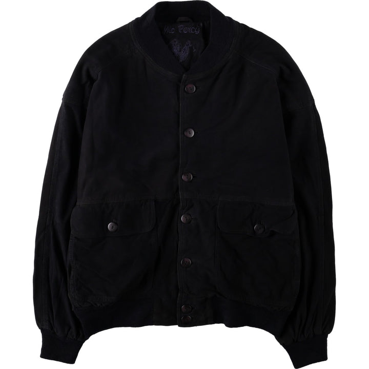 Mc Percy Suede Leather Blouson, Men's Size L (approx.) Genuine Leather Suede Leather black type Vintage Second Hand
